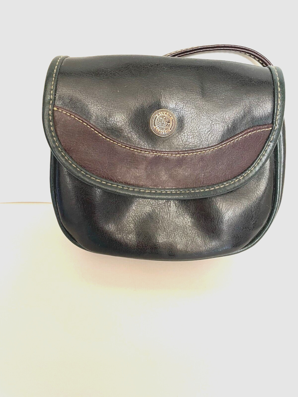 Women’s Vintage Rivage Leather Brown/Black Purse/Bag Shoulder Strap
